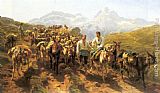 Crossing Canvas Paintings - Muleteers Crossing the Pyrenees